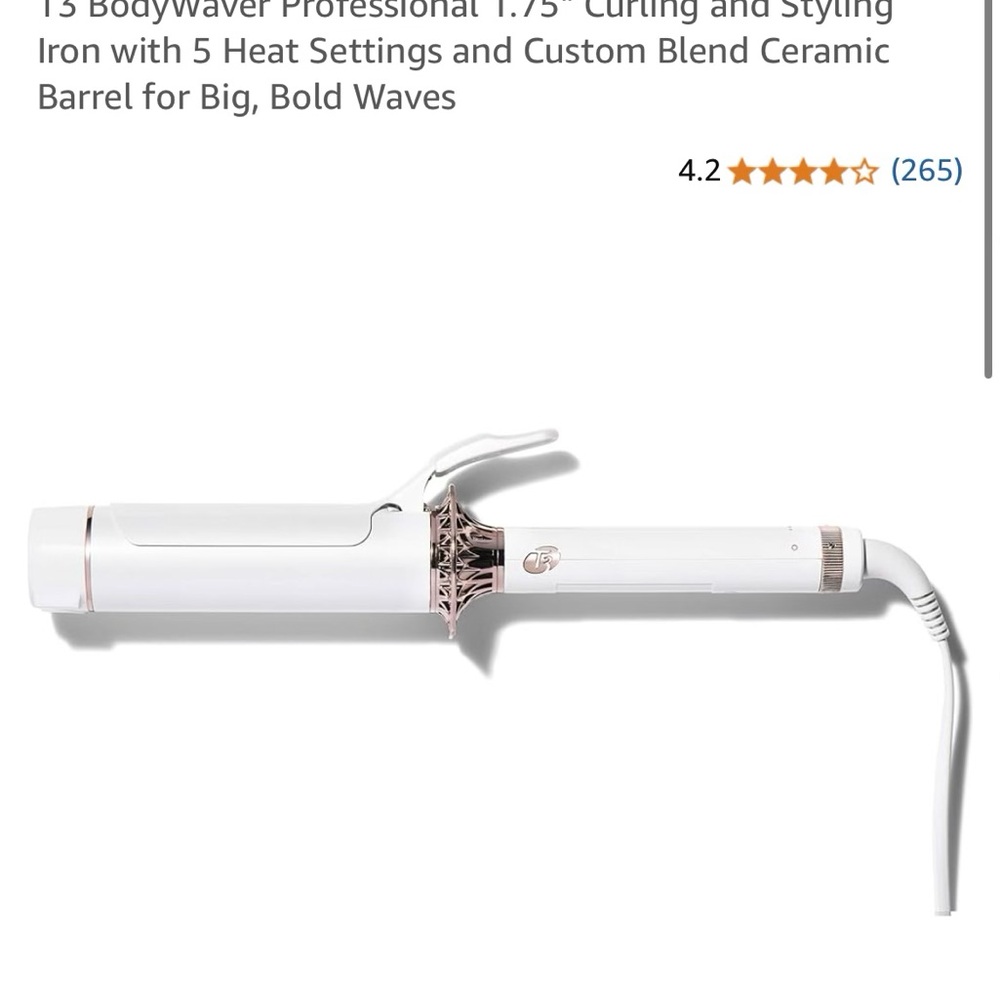 White Curling Iron with Rose Gold Detail , used once.